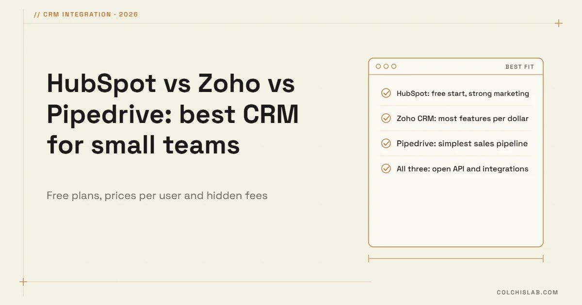 HubSpot vs Zoho vs Pipedrive: Best CRM for Small Teams in 2026