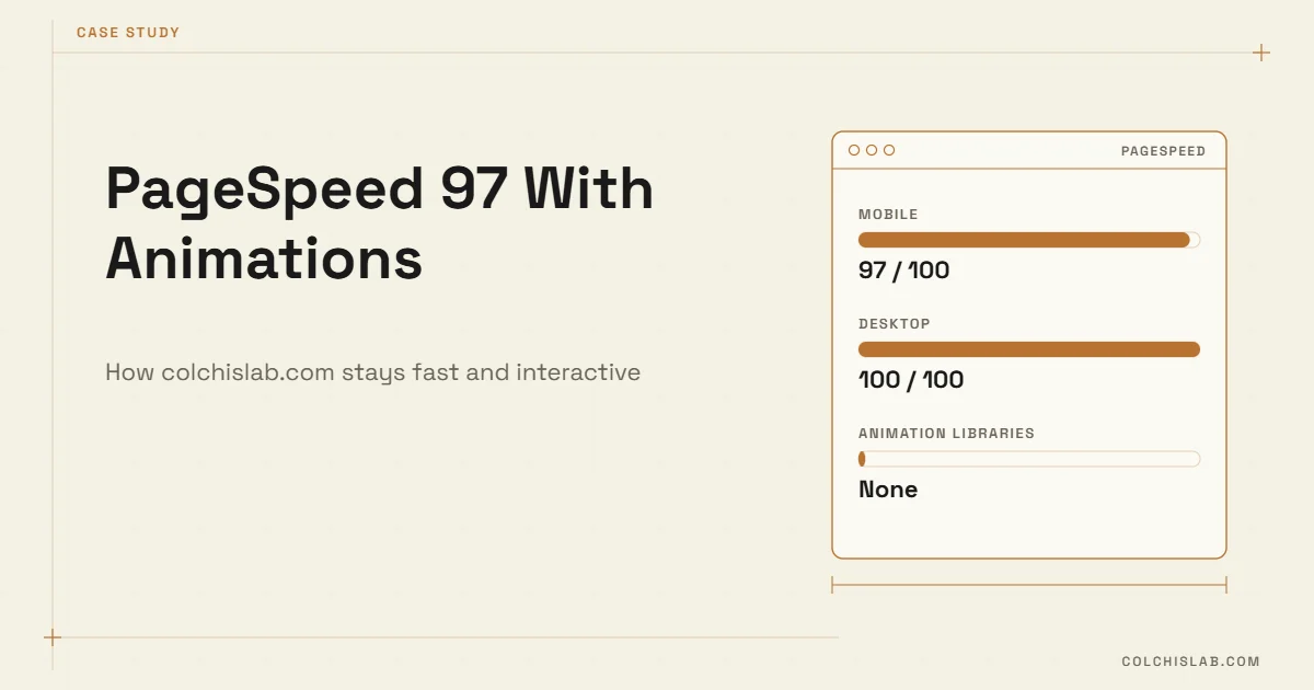PageSpeed 97 on Mobile With Animations: How We Built colchislab.com