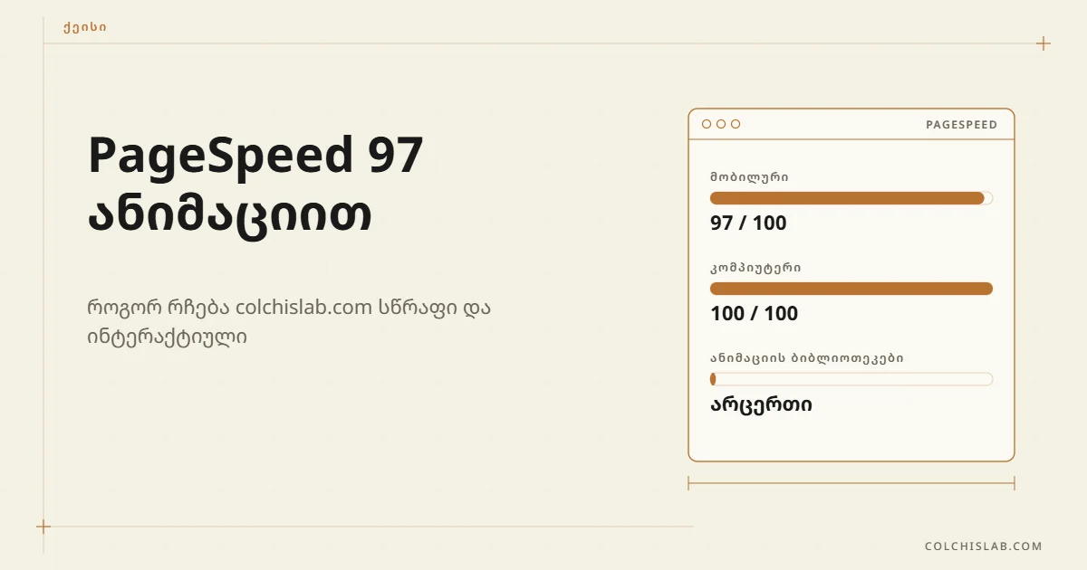 საიტის სიჩქარე: როგორ მივიღეთ PageSpeed 97 მობილურზე ანიმაციით